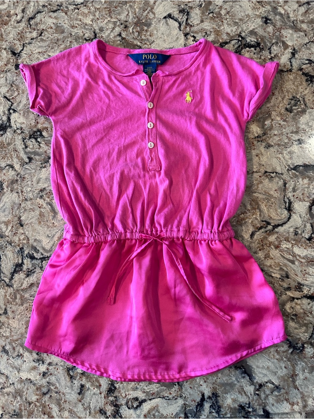 Polo Ralph Lauren Hot Pink Girls Sz 2T Short Sleeve Tunic Shirt Dress